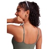 image:imageCRZ YOGA Cami Strap Bikini Tops for Women  Padded Scoop Neck Longline Swimsuit Adjustable Bathing Suit Crop TankiniLight Army Green