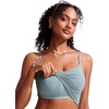 image:imageCRZ YOGA Cami Strap Bikini Tops for Women  Padded Scoop Neck Longline Swimsuit Adjustable Bathing Suit Crop TankiniLight Grayish Blue