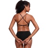 image:imageCRZ YOGA Deep V Neck Bikini Tops for Women  Padded Criss Cross Back Triangle Sexy Swim Bathing Suit BraBlack