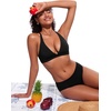 image:imageCRZ YOGA Deep V Neck Bikini Tops for Women  Padded Criss Cross Back Triangle Sexy Swim Bathing Suit BraBlack