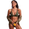image:imageCRZ YOGA Deep V Neck Bikini Tops for Women  Padded Criss Cross Back Triangle Sexy Swim Bathing Suit BraDark Olive