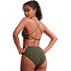 image:imageCRZ YOGA Deep V Neck Bikini Tops for Women  Padded Criss Cross Back Triangle Sexy Swim Bathing Suit BraDark Olive