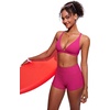 image:imageCRZ YOGA Deep V Neck Bikini Tops for Women  Padded Criss Cross Back Triangle Sexy Swim Bathing Suit BraGranita Pink