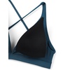 image:imageCRZ YOGA Deep V Neck Bikini Tops for Women  Padded Criss Cross Back Triangle Sexy Swim Bathing Suit BraInsignia Blue