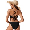 image:imageCRZ YOGA High Neck Bikini Tops for Women  Padded Crisscross Tie Back Bathing Suit Swim BraBlack