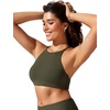 image:imageCRZ YOGA High Neck Bikini Tops for Women  Padded Crisscross Tie Back Bathing Suit Swim BraDark Olive