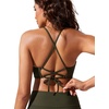 image:imageCRZ YOGA High Neck Bikini Tops for Women  Padded Crisscross Tie Back Bathing Suit Swim BraDark Olive