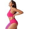 image:imageCRZ YOGA High Neck Bikini Tops for Women  Padded Crisscross Tie Back Bathing Suit Swim BraGranita Pink