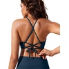image:imageCRZ YOGA High Neck Bikini Tops for Women  Padded Crisscross Tie Back Bathing Suit Swim BraInsignia Blue