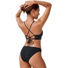 image:imageCRZ YOGA High Neck Bikini Tops for Women  Padded Crisscross Tie Back Bathing Suit Swim BraJungle Camouflage Gray