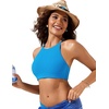 image:imageCRZ YOGA High Neck Bikini Tops for Women  Padded Crisscross Tie Back Bathing Suit Swim BraMadagascar Blue