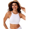 image:imageCRZ YOGA High Neck Bikini Tops for Women  Padded Crisscross Tie Back Bathing Suit Swim BraWhite