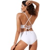 image:imageCRZ YOGA High Neck Bikini Tops for Women  Padded Crisscross Tie Back Bathing Suit Swim BraWhite
