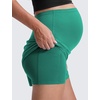 image:imageCRZ YOGA Lightweight Maternity Dolphin Workout Shorts 3  Soft Athletic Running Casual Womens Pregnancy with Liner PocketsCascadia Green