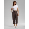image:imageCRZ YOGA Lightweight Straight Leg Cropped Pants for Women 24  Ruched Casual Work Athletic Capri with PocketsHot Fudge Brown