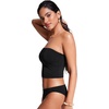 image:imageCRZ YOGA Longline Bandeau Bikini Tops for Women  Padded Strapless Adjustable Spaghetti Straps Swimsuit Bathing Crop TankiniBlack