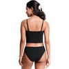 image:imageCRZ YOGA Longline Bandeau Bikini Tops for Women  Padded Strapless Adjustable Spaghetti Straps Swimsuit Bathing Crop TankiniBlack
