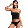 image:imageCRZ YOGA Longline Bandeau Bikini Tops for Women  Padded Strapless Adjustable Spaghetti Straps Swimsuit Bathing Crop TankiniBlack