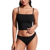 image:imageCRZ YOGA Longline Bandeau Bikini Tops for Women  Padded Strapless Adjustable Spaghetti Straps Swimsuit Bathing Crop TankiniBlack