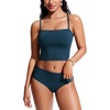 image:imageCRZ YOGA Longline Bandeau Bikini Tops for Women  Padded Strapless Adjustable Spaghetti Straps Swimsuit Bathing Crop TankiniInsignia Blue