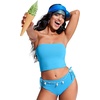 image:imageCRZ YOGA Longline Bandeau Bikini Tops for Women  Padded Strapless Adjustable Spaghetti Straps Swimsuit Bathing Crop TankiniKayak Blue