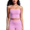 image:imageCRZ YOGA Longline Bandeau Bikini Tops for Women  Padded Strapless Adjustable Spaghetti Straps Swimsuit Bathing Crop TankiniVita Pink