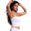 image:imageCRZ YOGA Longline Bandeau Bikini Tops for Women  Padded Strapless Adjustable Spaghetti Straps Swimsuit Bathing Crop TankiniWhite