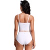 image:imageCRZ YOGA Longline Bandeau Bikini Tops for Women  Padded Strapless Adjustable Spaghetti Straps Swimsuit Bathing Crop TankiniWhite