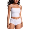 image:imageCRZ YOGA Longline Bandeau Bikini Tops for Women  Padded Strapless Adjustable Spaghetti Straps Swimsuit Bathing Crop TankiniWhite