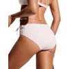 image:imageCRZ YOGA Mid Waisted Ruched Bikini Bottoms for Women  Full Coverage Bathing Swimsuit Adjustable Side Tie Swim BriefsMilky White Bone