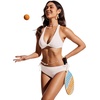image:imageCRZ YOGA Mid Waisted Ruched Bikini Bottoms for Women  Full Coverage Bathing Swimsuit Adjustable Side Tie Swim BriefsMilky White Bone