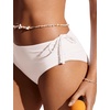 image:imageCRZ YOGA Mid Waisted Ruched Bikini Bottoms for Women  Full Coverage Bathing Swimsuit Adjustable Side Tie Swim BriefsMilky White Bone