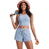 image:imageCRZ YOGA Mid Waisted Side Slit Beach Shorts for Women 3  Dolphin Swim Board Bathing Trunks Bottoms with LinerThe Breeze Blue