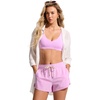 image:imageCRZ YOGA Mid Waisted Side Slit Beach Shorts for Women 3  Dolphin Swim Board Bathing Trunks Bottoms with LinerVita Pink