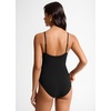 image:imageCRZ YOGA Nexfeel Double Lined V Neck One Piece Swimsuit for Women  Tummy Control Slimming Modest Bathing Suit Non PaddedBlack