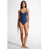 image:imageCRZ YOGA Nexfeel Double Lined V Neck One Piece Swimsuit for Women  Tummy Control Slimming Modest Bathing Suit Non PaddedInsignia Blue