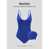 image:imageCRZ YOGA Nexfeel Double Lined V Neck One Piece Swimsuit for Women  Tummy Control Slimming Modest Bathing Suit Non PaddedWaves Blue
