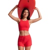 image:imageCRZ YOGA Racerback Bikini Tops for Women  Padded High Neck Modest Swim Sports Bathing BraDeep Red