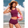 image:imageCRZ YOGA Racerback Bikini Tops for Women  Padded High Neck Modest Swim Sports Bathing BraFuchsia