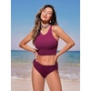 image:imageCRZ YOGA Racerback Bikini Tops for Women  Padded High Neck Modest Swim Sports Bathing BraFuchsia