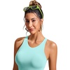 image:imageCRZ YOGA Racerback Bikini Tops for Women  Padded High Neck Modest Swim Sports Bathing BraHydra Blue