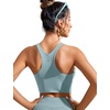 image:imageCRZ YOGA Racerback Bikini Tops for Women  Padded High Neck Modest Swim Sports Bathing BraLight Grayish Blue