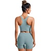 image:imageCRZ YOGA Racerback Bikini Tops for Women  Padded High Neck Modest Swim Sports Bathing BraLight Grayish Blue
