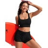 image:imageCRZ YOGA Scoop Neck Longline Bikini Tops for Women  Padded Wide Straps Modest Swimsuit Bathing Suit Sports BraBlack