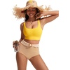 image:imageCRZ YOGA Scoop Neck Longline Bikini Tops for Women  Padded Wide Straps Modest Swimsuit Bathing Suit Sports BraHigh Visibility Yellow