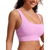 image:imageCRZ YOGA Scoop Neck Longline Bikini Tops for Women  Padded Wide Straps Modest Swimsuit Bathing Suit Sports BraVita Pink