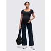 image:imageCRZ YOGA Softembrace Maternity U Neck Short Sleeve Shirts  Casual Pregnancy Tops Soft Work Going Out Basic TShirt for WomenBlack