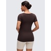image:imageCRZ YOGA Softembrace Maternity U Neck Short Sleeve Shirts  Casual Pregnancy Tops Soft Work Going Out Basic TShirt for WomenHot Fudge Brown