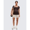 image:imageCRZ YOGA Softembrace Maternity U Neck Short Sleeve Shirts  Casual Pregnancy Tops Soft Work Going Out Basic TShirt for WomenHot Fudge Brown