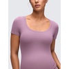 image:imageCRZ YOGA Softembrace Maternity U Neck Short Sleeve Shirts  Casual Pregnancy Tops Soft Work Going Out Basic TShirt for WomenLight Lavender